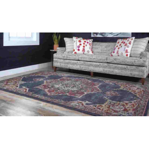 Mercury Row® Oriental Navy Blue Area Rug & Reviews Wayfair